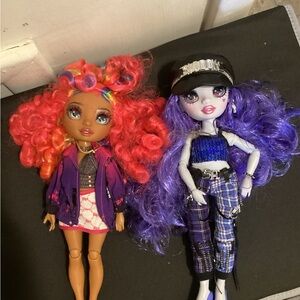 Purple & Red Fashion Dolls Set - Stylish Play Dolls